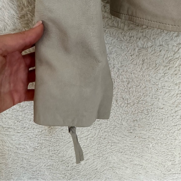 JOIE VIVIANETTE Soft Sand Leather Moto Asymmetrical Zip Jacket Coat S - Picture 11 of 16